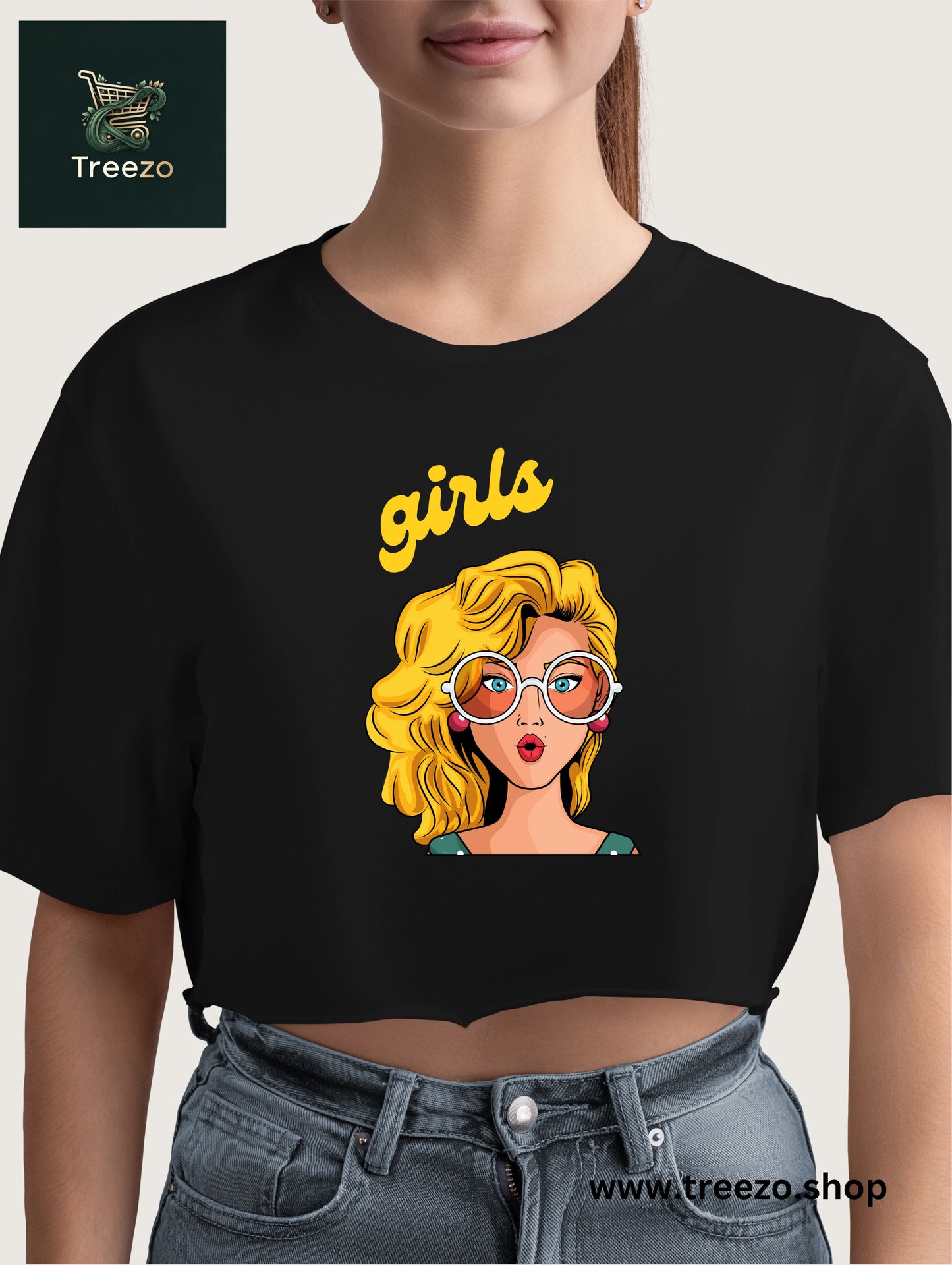 Girls Pop Art Crop Top – 100% Cotton, Premium Printed Top for Women