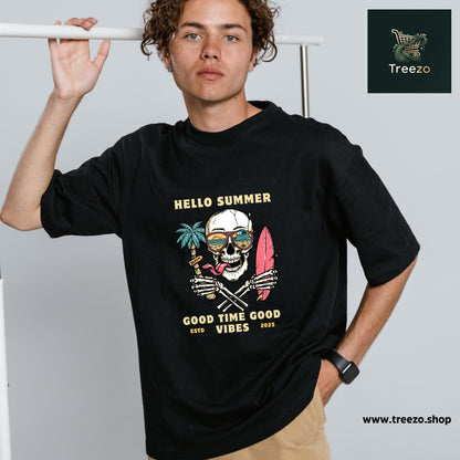 Hello Summer Skull T-Shirt – 100% Cotton, Premium Printed T-Shirt