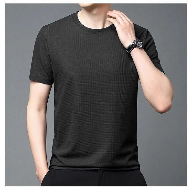 Men 4 Way Strecthable Round Neck T-shirt