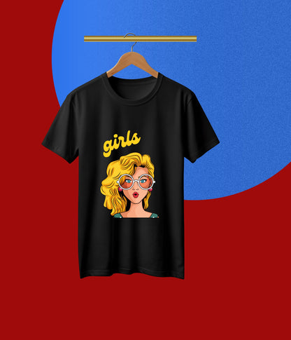 Girls Pop Art T-Shirt – 100% Cotton, Premium Printed T-Shirt for Women