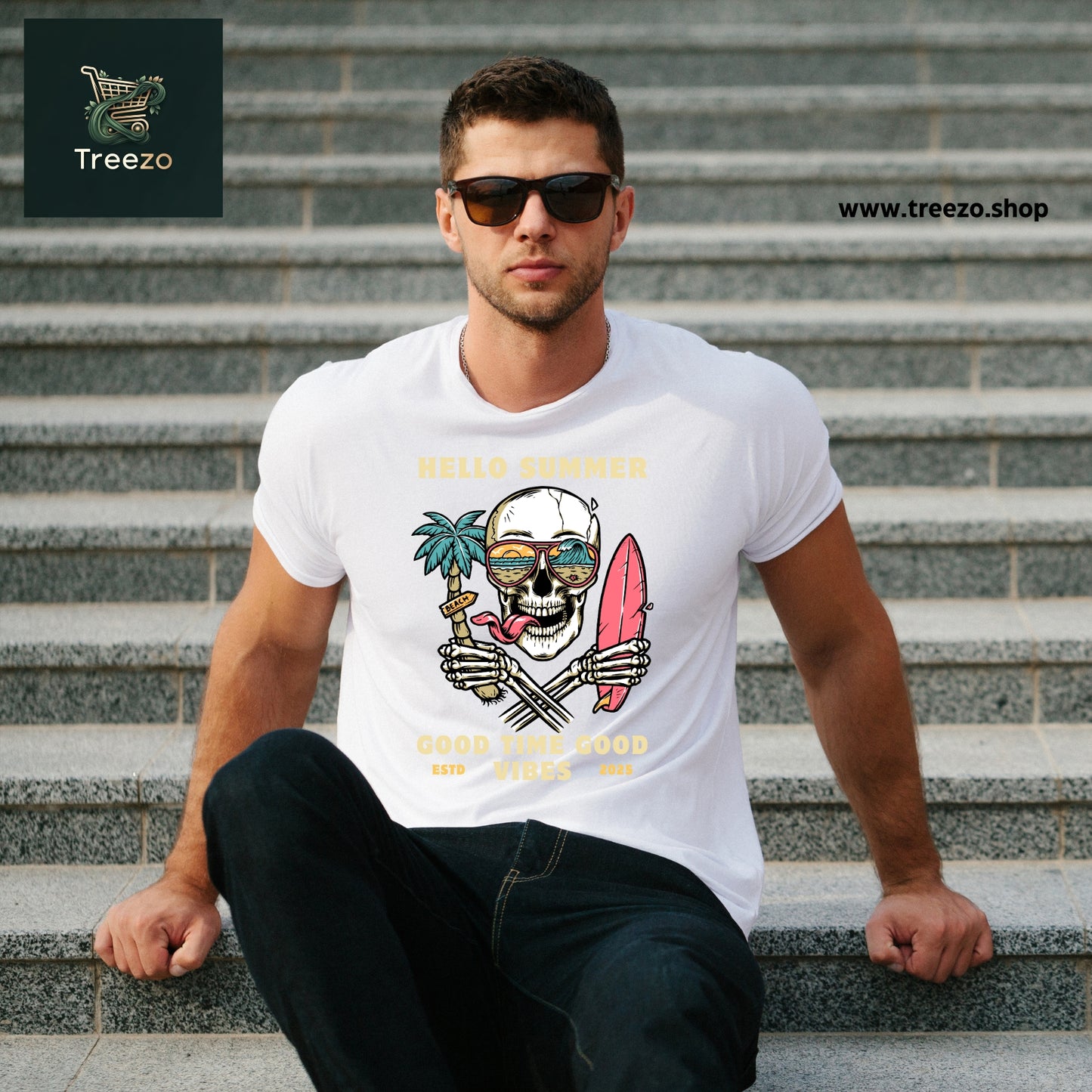 Hello Summer Skull T-Shirt – 100% Cotton, Premium Printed T-Shirt