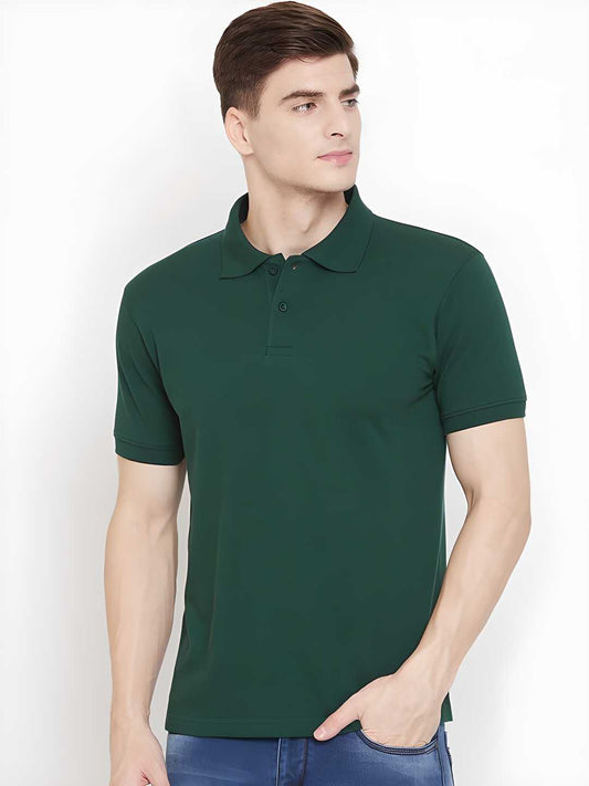 Cotton Blend Solid Half Sleeves Polo T-Shirt