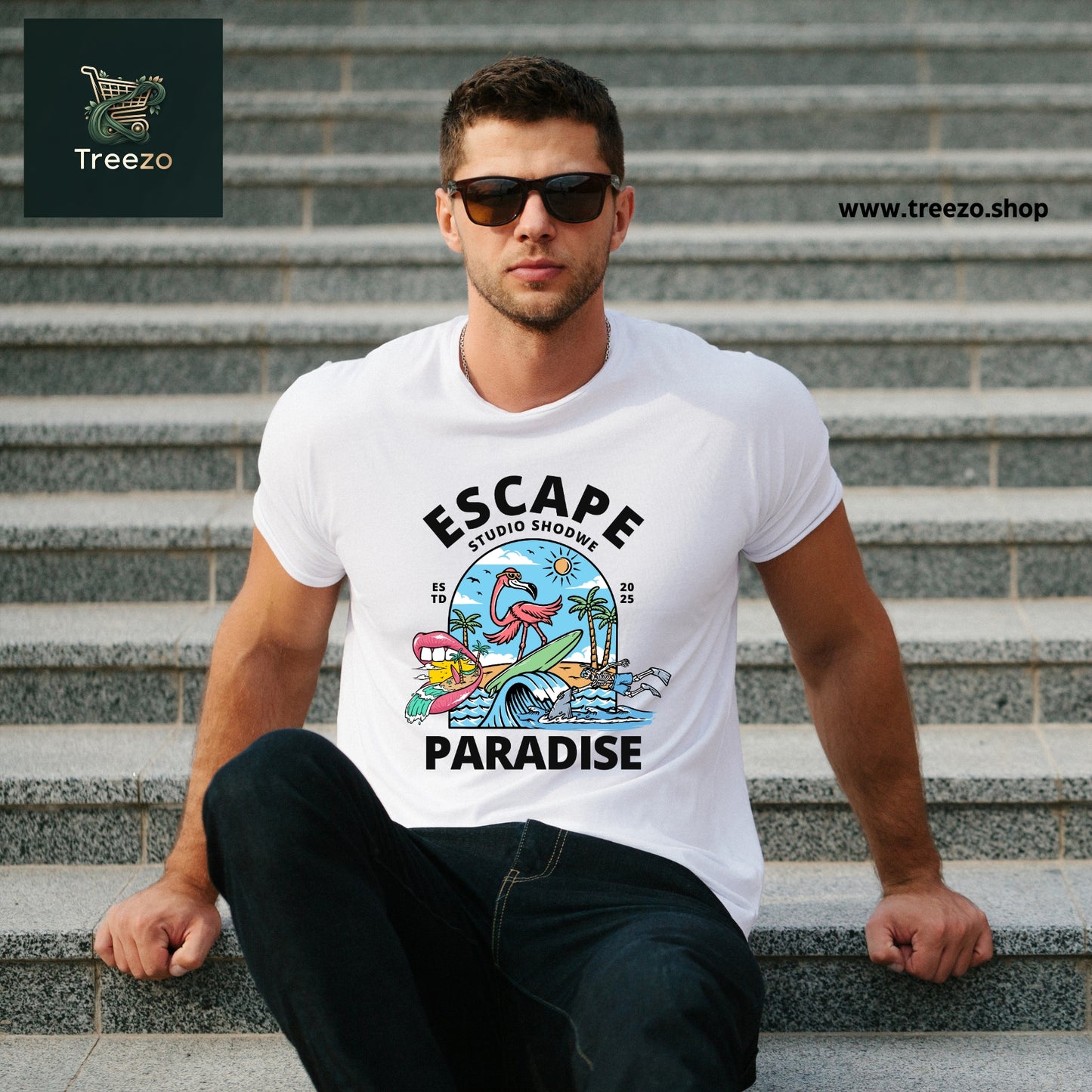 Escape Paradise T-Shirt – 100% Cotton, Premium Printed T-Shirt