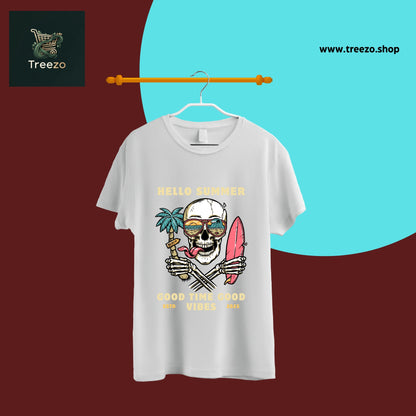 Hello Summer Skull T-Shirt – 100% Cotton, Premium Printed T-Shirt