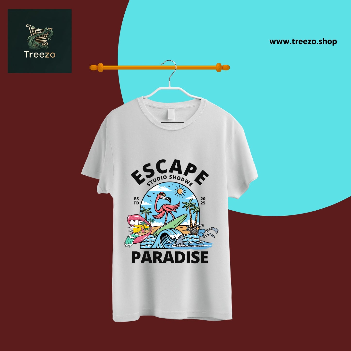 Escape Paradise T-Shirt – 100% Cotton, Premium Printed T-Shirt